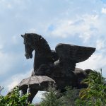 You can’t miss the giant statue of Pegasus and the dragon as you drive into Gulfstream Park in Hallandale Beach, Florida, just north of Miami. - photos by Joe Alexander