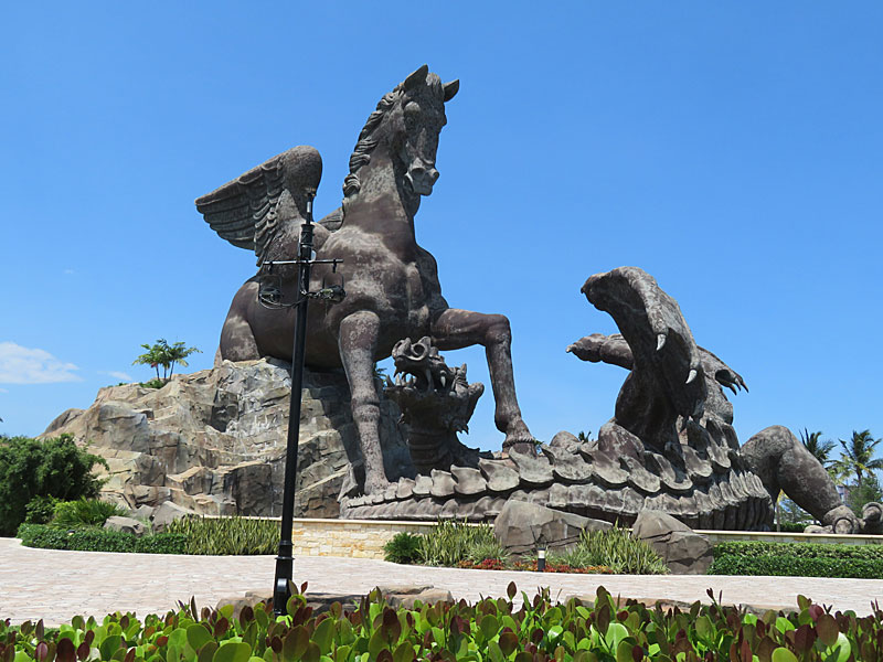 You can’t miss the giant statue of Pegasus and the dragon as you drive into Gulfstream Park in Hallandale Beach, Florida, just north of Miami. - photos by Joe Alexander