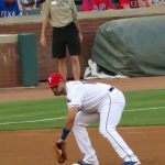 `The Texas Rangers beat the Philadelphia Phillies 9-3 on Wednesday, May 17, at Globe Life Park in Arlington, Texas. It was the Rangers’ eighth-straight victory. Texas’ Jaren Hoying hit his first major league home run and reliever Austin Bibens-Dirkx pitched the ninth inning to make his major league debut.
