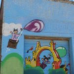 This mural with characters from Dr. Seuss books is in downtown San Antonio near the new Frost Bank Tower and San Pedro Creek Park.