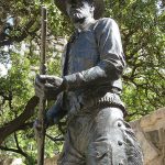 Charles "Charlie" Goodnight statue stands outside the Briscoe Western Art Museum in San Antonio. - photo by Joe Alexander