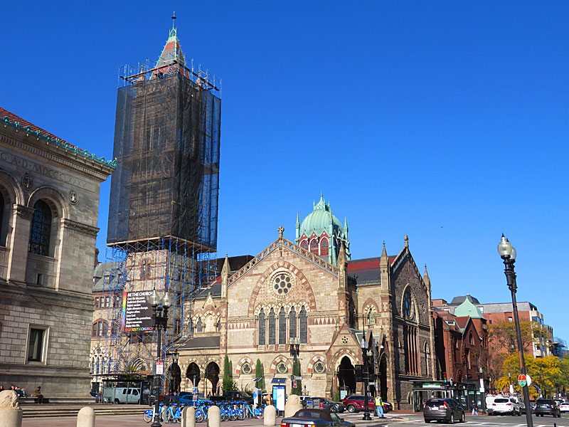 The Old South Church in Copley Square is next door to the Boston Public Library and catercorner from Trinity Church. - photo by Joe Alexander